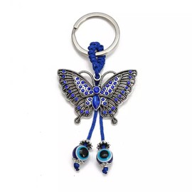 MyfavoriteK Butterfly Evil Eye Keychain Good Luck Charms Evil Eye Hanging Ornament Car Keys Holder