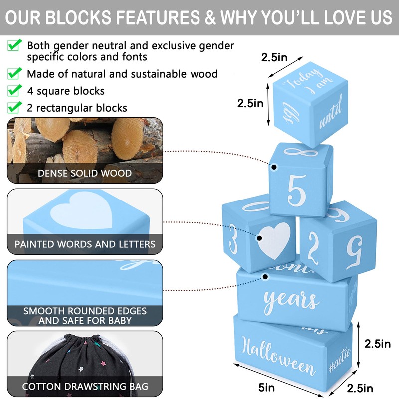 Baby Milestone Blocks - Blue