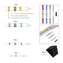 Solder Connectors, Shrink Connectors, 400 Pieces Solder Connector with Heat Shrink Tube, Cable Connector, Waterproof Set, Transparent Crimp Connector Set for Car, Marine, Boat
