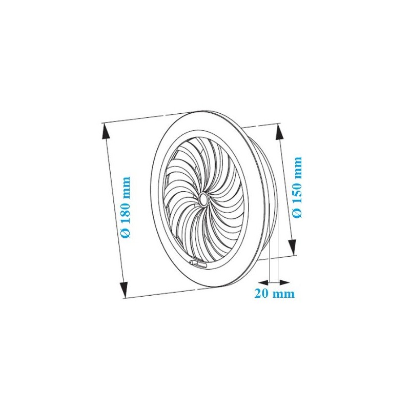 White Circle Air Vent Grille 150mm / 6" with Adjustable