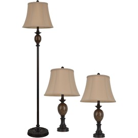 Decor Therapy Mae Table and Floor Lamp Set, Huntington Bronze with Light Marble 3 pack