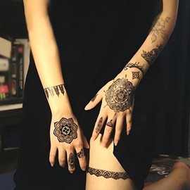 Tattoo Henna Tattoo Sticker Set Body Art Skin Decoration Painting Disposable Creativity Plant Experience Cash on Delivery or Pay on Order / 문신 헤나 타투 스티커 세트 바디 아트 피부 장식 페인 팅 일회용 창의력 장 식물 체험 착불 또는 주문시 결제