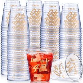 Zubebe 100 Pieces Cheers to 40 Years Shot Glasses 2 oz Disposable Cups, 40th Birthday Party Favors for Her and Him Women Men Anniversary Wedding Decorations (Gold, Cheers to 40 Years)