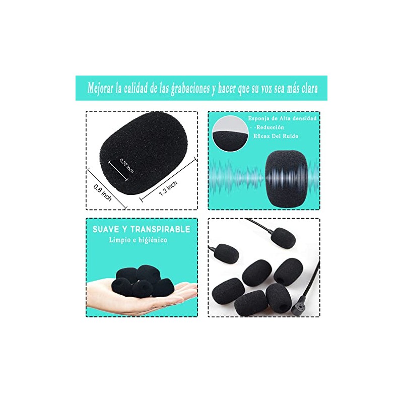 30Piezas Fundas de Espuma para Micrófonos,8mm Micrófono Lavalier Parasol para