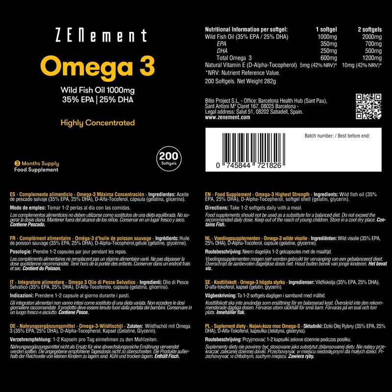 Omega 3 Fish Oil 2000mg, 700mg EPA, 500mg DHA per