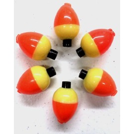 Plastilite 3/4" Pear-Shaped Orange/Yellow Ice Bobber - 6 Pack - Easy to See #50PB2PF