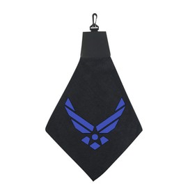 Tromic USA U.S. Air Force Symbol Logo Airman USAF Triangle Golf Towel with Pleather & Swivel Hook Father's Day Club Ball Tee Golfing Gift Birthday Variety Colors Towels Vinyl