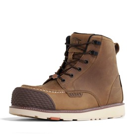 BRUNT Marin BRUNT Toe (Comp Toe) - Men’s Size 14, Brown - 6" Waterproof Reinforced Wedge Work Boot - EH Rated - Slip + Oil Resistant - Adjustable Width System