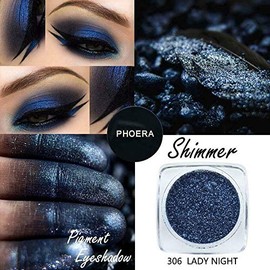 AQUAPURITY PHOERA® Pigment Eyeshadow Palette Metallic Shimmer Glitter Loose Powder Eye Shadow Makeup (306 LADY NIGHT)