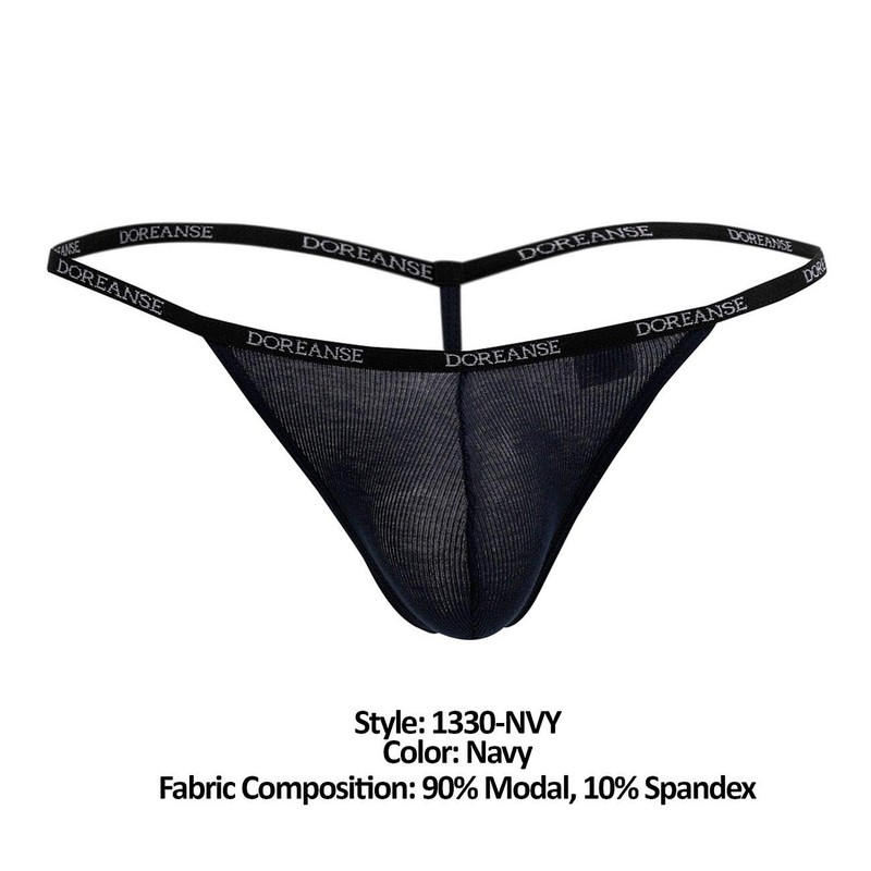 Doreanse Ribbed Modal T-thong - Navy - M