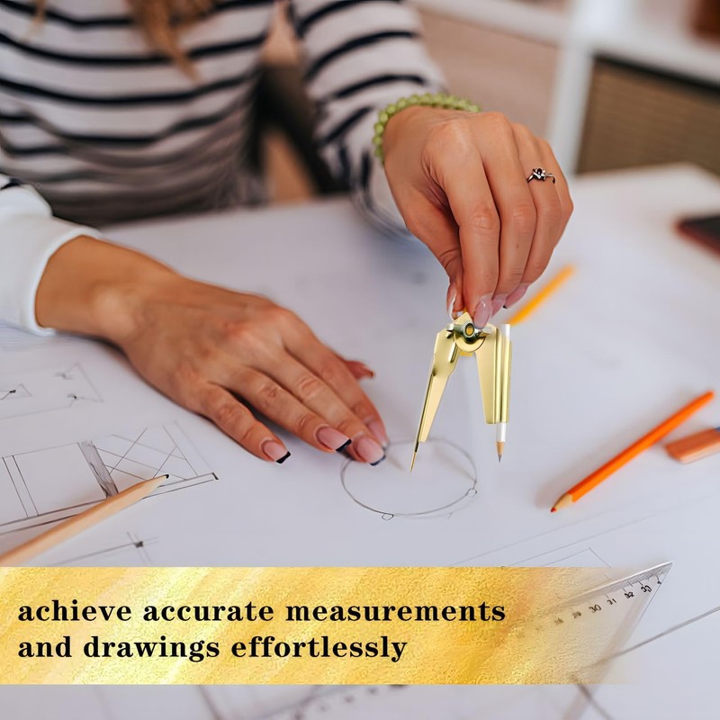Scribe Tool,Geometry Compass Scriber Tool,Gold Carpenters Tools Scribing Compass,Drawing Scribing
