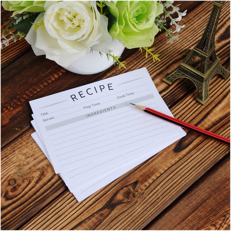 Modern Recipe Cards (Set of 60) - 4x6” Double Sided