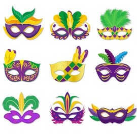 Losuya 9pcs Carnival Theme Party Paper Mask Feather Mask Eye Mask Decoration Mardi GRAS Costume Ball Photography Props