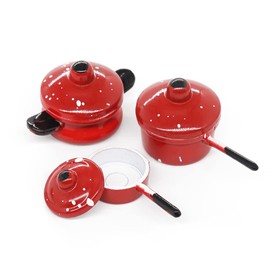 Odoria 1/12 Scale Miniature Pots and Pans Dollhouse Kitchen Accessories, Red
