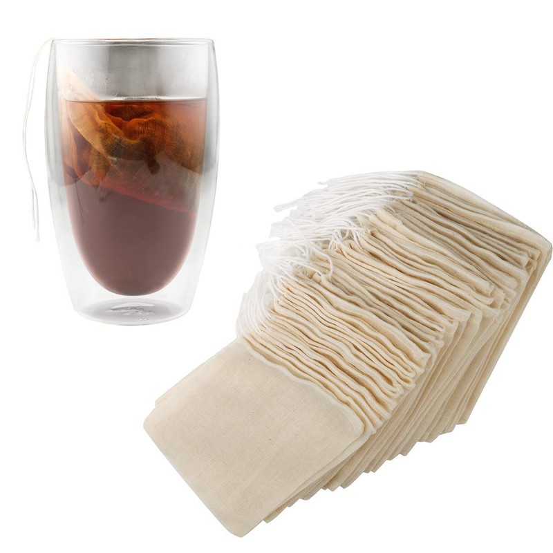 Tea Filter Bags, 50 Pack Housim Reusable Cotton Tea Bags