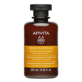 Apivita Shampoo Keratin Repair Nutritivo y Reparador para cabello seco y dañado 250ml - Sin sulfatos - Con miel y queratina vegetal - Previene la rotura del cabello y puntas abiertas, control del encrespamiento