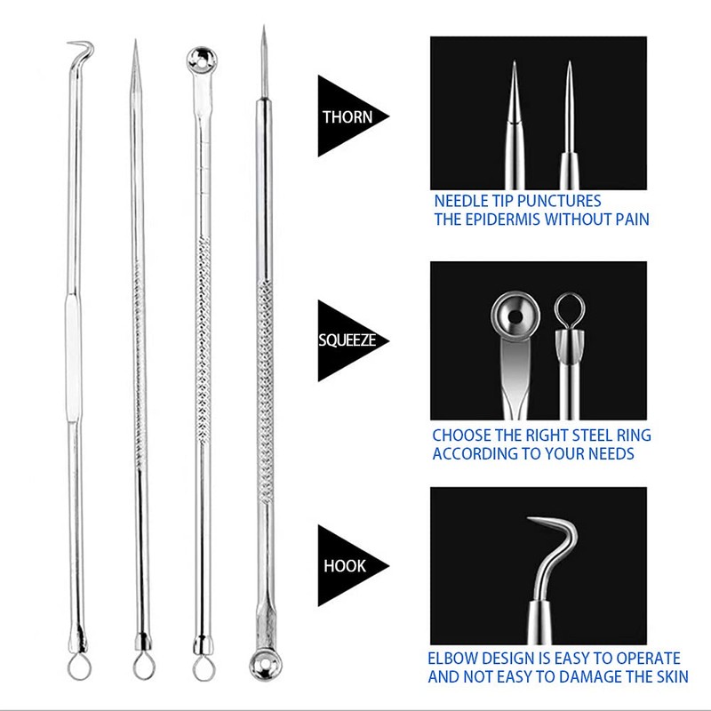 Blackhead Removal Kit, Blackhead Remover, 4 Piece Set with Storage