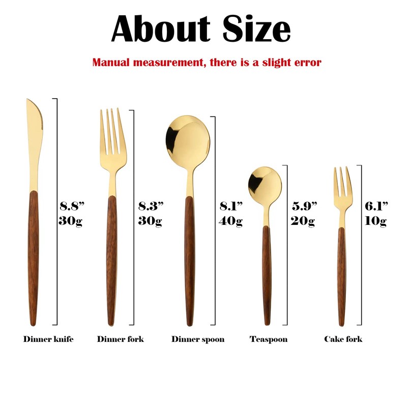 BRIIEC 20-piece Wood Silverware Set for 4, Include Knife Fork
