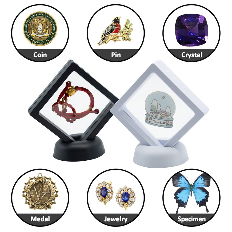 CIOUYAOS Set of 20 Coin Holder Display Case, 3D Transparent