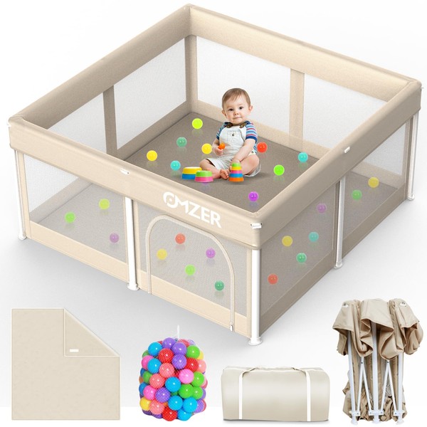 Omzer Foldable Baby Playpen 50"×50" - Playard for Babies and