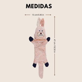 EMMA'S Juguete para Perro sin Relleno con Sonido Chirriante en Forma de Conejo – Peluche Interactivo Resistente para Perros Pequeños, Medianos y Grandes – Mordedera Lavable con Forma de Animal