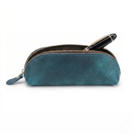 Any Select Shop Genuine Leather Pencil Case, Large Capacity, Holds 16 Pieces, All Leather, Inside and Outside, 2.0 oz (55 g), Lightweight, Crazy Horse Leather, Changes Aging, Simple, Fountain Pen