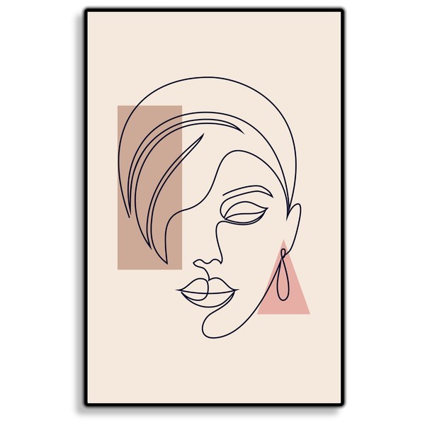 Woman Face Line Art, Minimal Wall Art, Face Line Drawing,