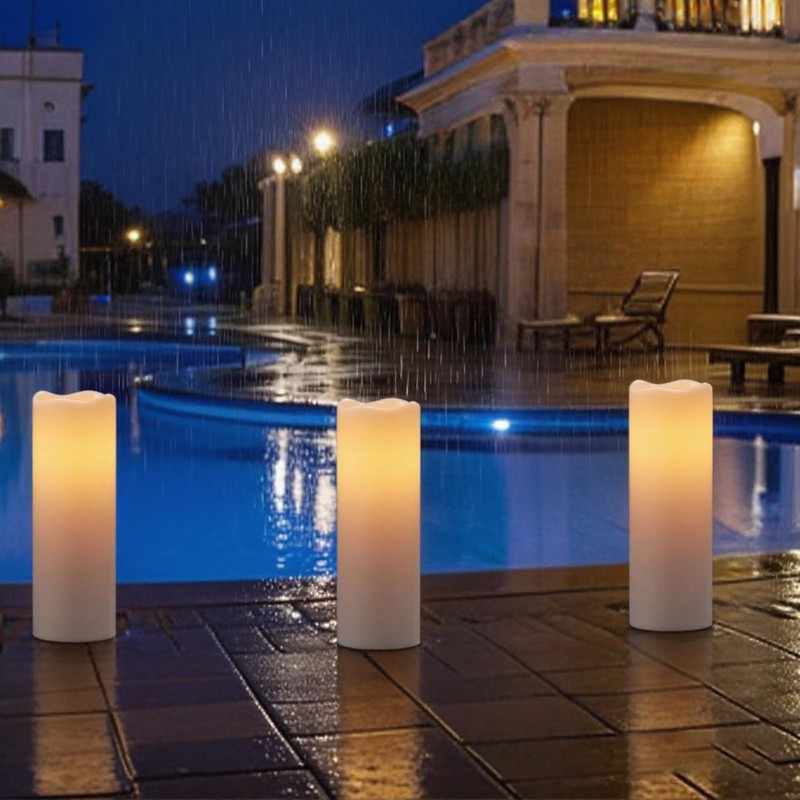 Eldnacele Large Solar Flameless Flickering Candles Outdoor Waterproof, Solar Powered