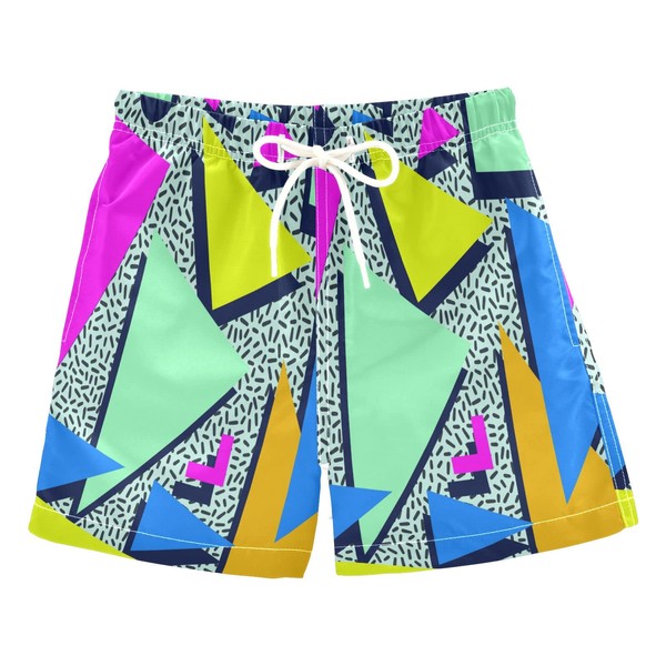 Retro 80s 90s Pattern Boys Swim Trunks Summer Toddler Beach