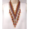 Elosee Bohemian Style Seed Bead Fringe Bib Statement Necklace (Option