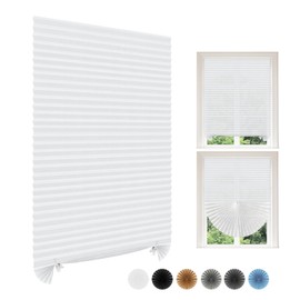 Paper Blinds Temporary Window Blinds Light Filtering No Drill Stick on Cut to Size Cordless Self Adhesive Pleated Shades for Kitchen Bathroom Windows Doors (1, White, WxH 35x59 in)