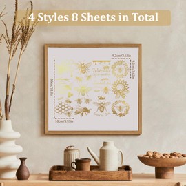 WANDIC 8 Sheets Rub on Transfer Sticker, Bee Flower Theme Text Transfer Decal Sunflower Pattern Transfer Stickers for Furniture Scrapbooking, 10 * 30cm