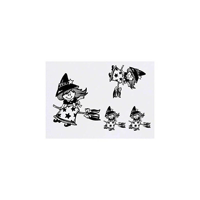 4 x 'Witch On Broomstick' Temporary Tattoos - Water Resistant,