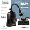 Black+Decker Outdoor 3 Grounded Outlets Timer with Waterproof Outlet and