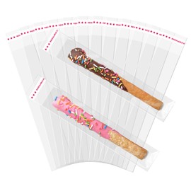 Egofine Self Sealing Cellophane Bags 100 PCS, 2x10 Inches, Thickened Pretzel Rod Bags for Chocolate, Candies, Cookies