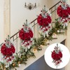 INSUNSIX 4PCS Red Christmas Teardrop Swag Christmas Wreaths 24'' Prelit