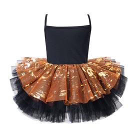 Toddler Girls Tutu Dresses Strap Shiny Tulle Ballet Leotard Ballerina Costume for Dance Pumpkin 18-24 Months