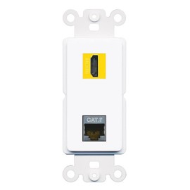 RiteAV CAT7 HDMI-YELLOW Rocker Insert Wall Plate Module [White]
