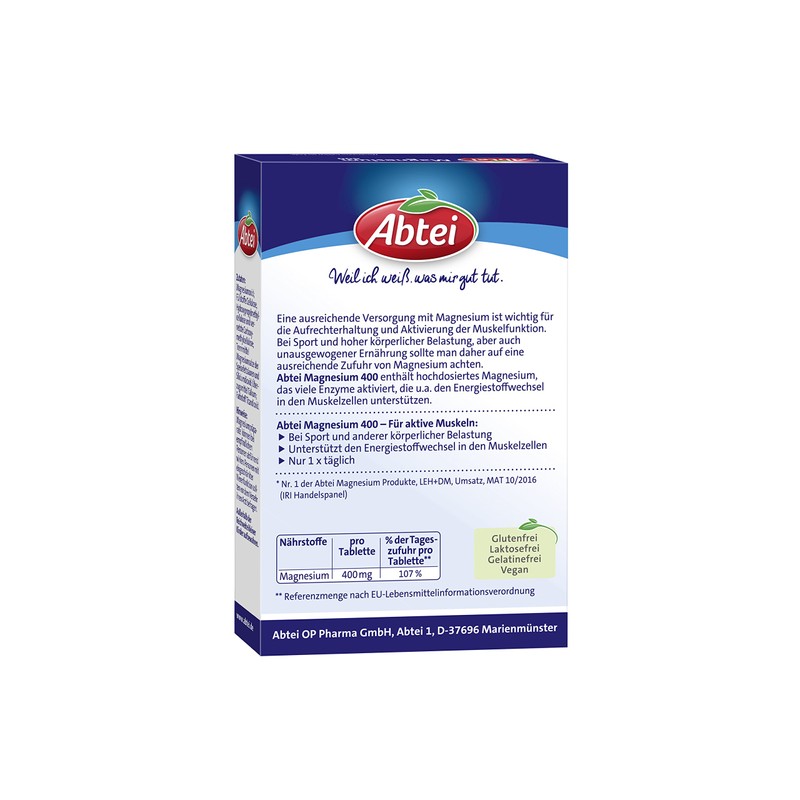 Abtei Magnesium 400 – Magnesium Tablets High Dosage Tablets for