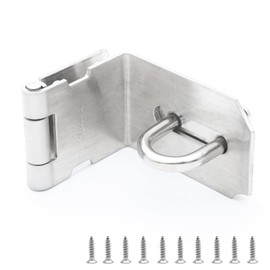 Bonsicoky Door Hasp Latch 90 Degree Right Angle Padlock Hasp 304 Stainless Steel Safety Clasp Hasp Latch Lock, Silver
