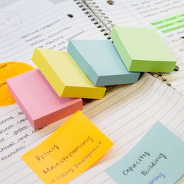 BAZIC 1.5" X 2" Stick On Notes, Bright Assorted Colors Sticky Note Self-Stick Notes Sticking Paper, Post Stickies Colorful Memo Pads, Clean Removal Recyclable (400 Sheets/Pack), 2-Pack