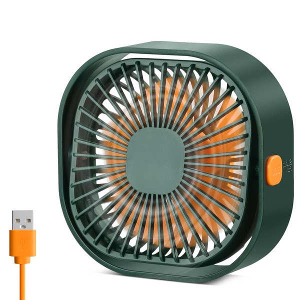 USB Fan Desk Fan Small Table Fans Mini Desktop Cooling Fan with 3 Speeds Adjustable, Personal USB Silent Powerful Bed Fans with Cable 360°Rotatable Strong Airflow for Home Office Bedroom Car