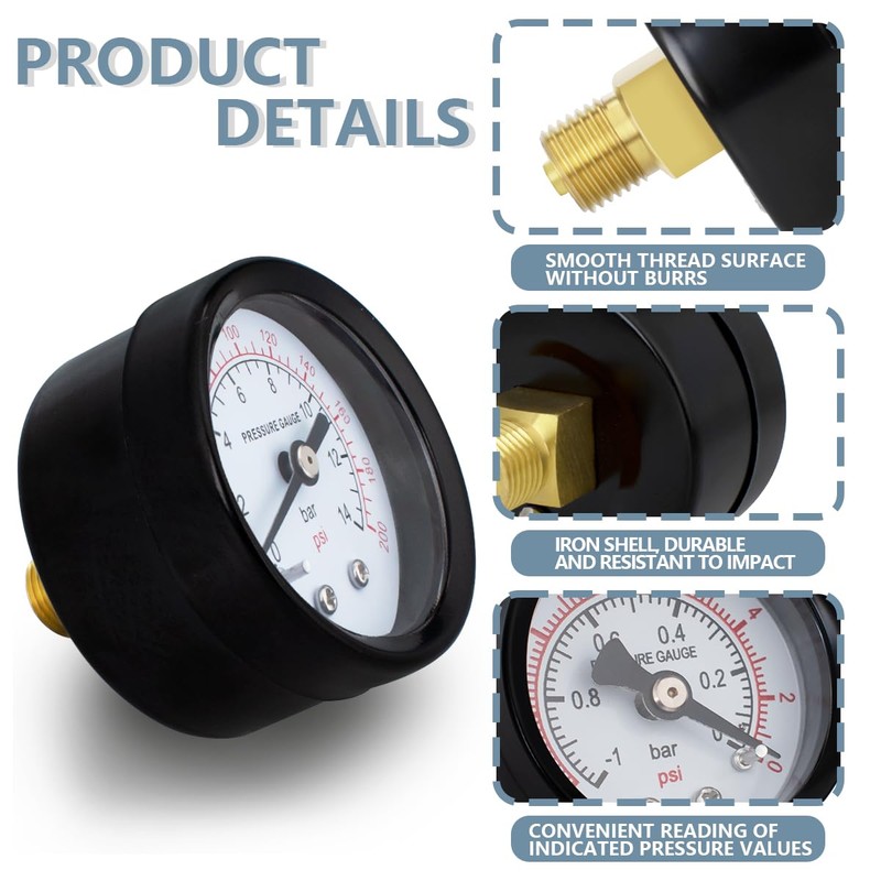 Innfeeltech 1 Pcs 40mm Well Pump Pressure Gauge BSP 1/8"