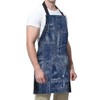 afidomu Kitchen Cooking Apron Denim Texture Patchwork Indigo Apron Home