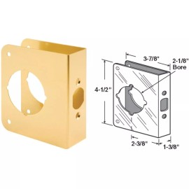 PRIME LINE BRASS DOOR REINFORCER - 1 3/8" x 2 3/8" DOOR SECURITY STRONG