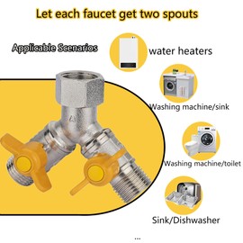 HONGBEC Brass Faucet Water Diverter 3 Way Shower Diverter Valve Shut-Off Valve Shower Arm Diverter Valve Brushed Nickel Switching Valve for Handheld Shower Sprayer