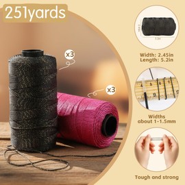 Polyester Macrame Cord 1mm 6x50g 2 coloured Polypropylene Latte Macrame Cord Crochet Macrame Bag Cord Crafts for Wall Hangings, Bags, Underplate, Rug (Rose Red & Deep Blue)
