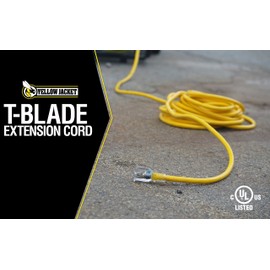 Yellow Jacket Extra Heavy Duty Extension Cord, 50Ft, 10 Gauge, 3 Conductor, Lighted End, Weather Resistant, SJTW, Yellow, 2991