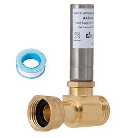 SUNGATOR 3/4 Inch Washer Water Hammer Arrestor, 3/4" GHT Male x 3/4" Swivel GHT Female Washing Machine Water Hammer Arrestor for Laundry Line, Stop Hose Shock, 1 Sealing Tape Include(1-Pack)