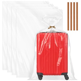 Ohuimrt 40 x 60 Inch Extra Large Clear Plastic Bags, 4 Pack Reusable Jumbo Waterproof Storage Bags with 4 Ties for Luggage, Suitcase, Furniture, Chair, Moving